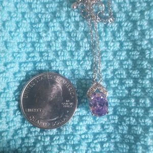 Purple Oval Stone Expandable Necklace